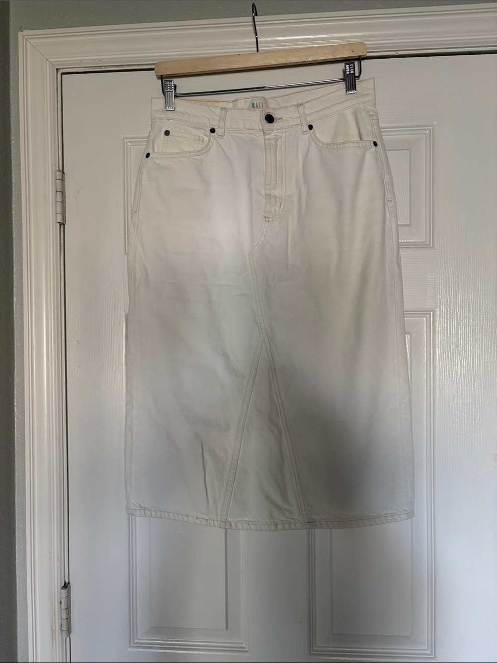 Rails Cream Denim Midi Skirt